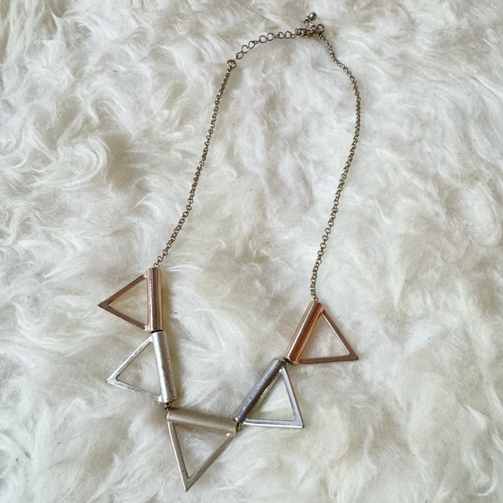 Mixed Metals Geometric Triangle Necklace
